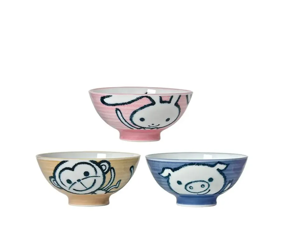 New MIYA Company Animal 4.5" Rice Bowl Set