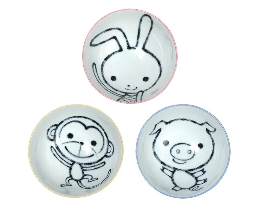 New MIYA Company Animal 4.5" Rice Bowl Set
