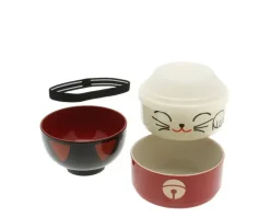 New MIYA Company Bento Set Fortune Cat Red