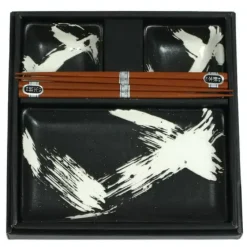 Best MIYA Company Black Brush Stroke Sushi Set