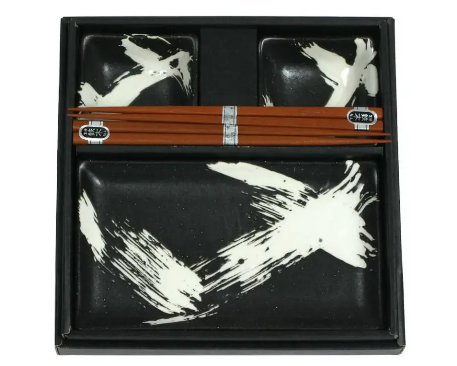 Best MIYA Company Black Brush Stroke Sushi Set
