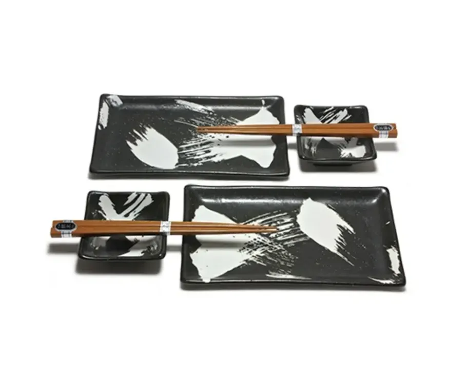 Best MIYA Company Black Brush Stroke Sushi Set