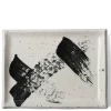 Best MIYA Company Black White Brush Rectangle Platter