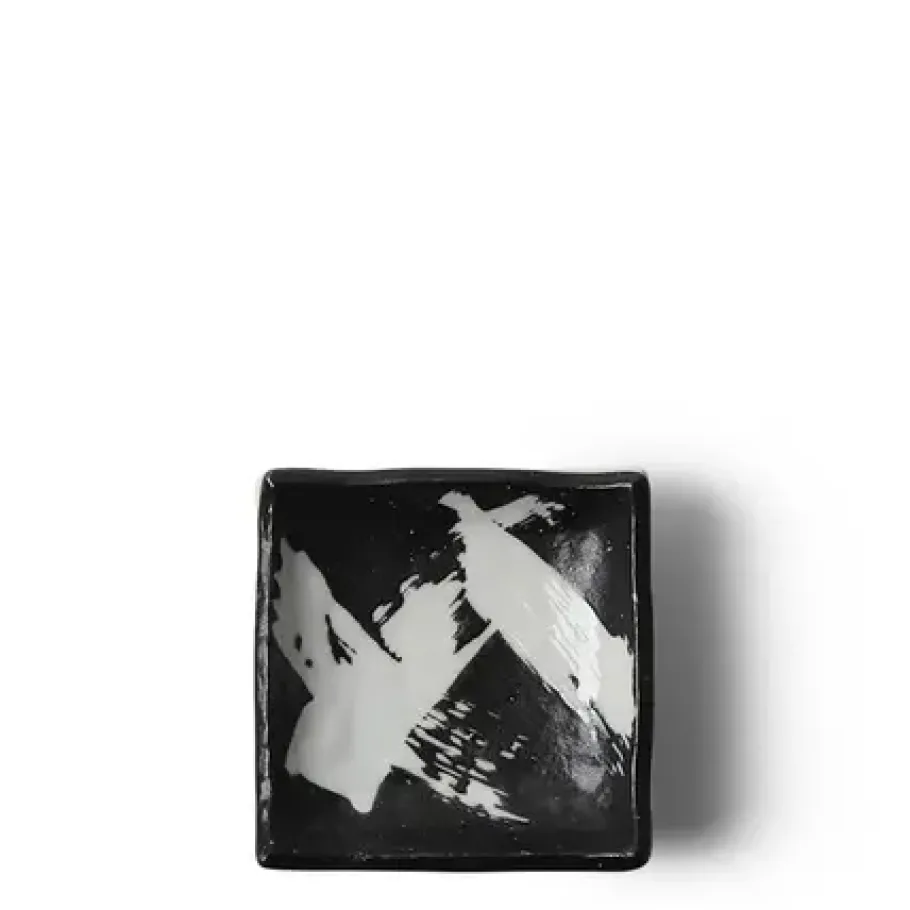 New MIYA Company Black & White Brush Sauce Dish