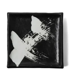 MIYA Company Black & White Brush Square Plate