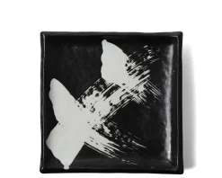 MIYA Company Black & White Brush Square Plate