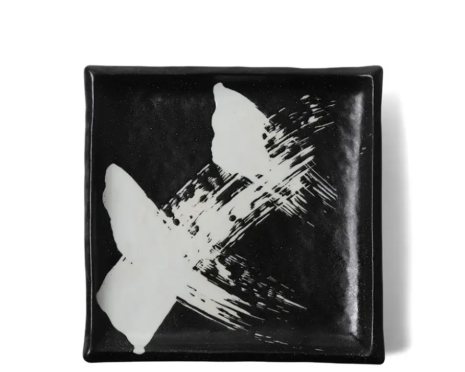 MIYA Company Black & White Brush Square Plate