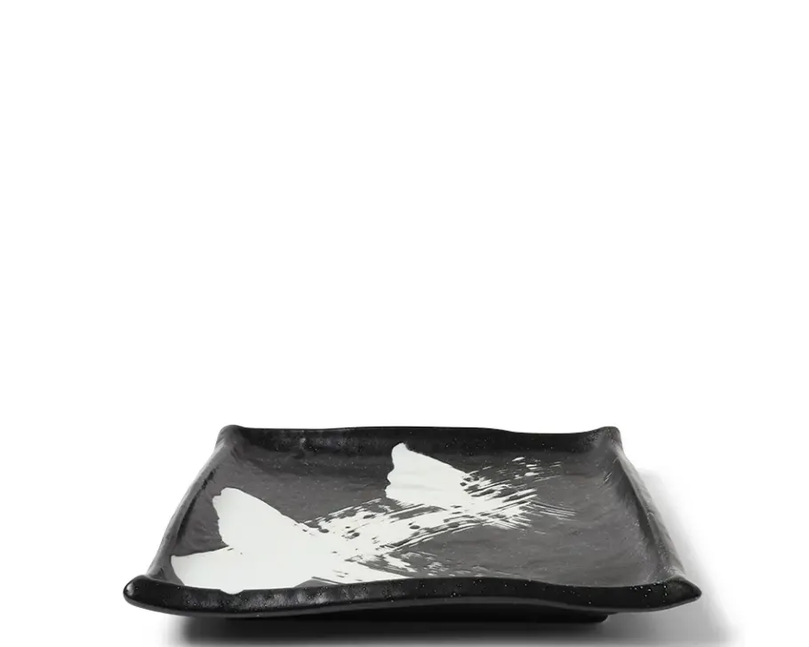 MIYA Company Black & White Brush Square Plate