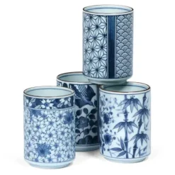 Best MIYA Company Blue Patterns 8 Oz. Teacup Set