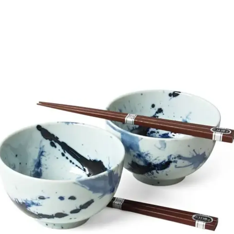 Outlet MIYA Company Blue Sumi 5" Bowl For Two Set