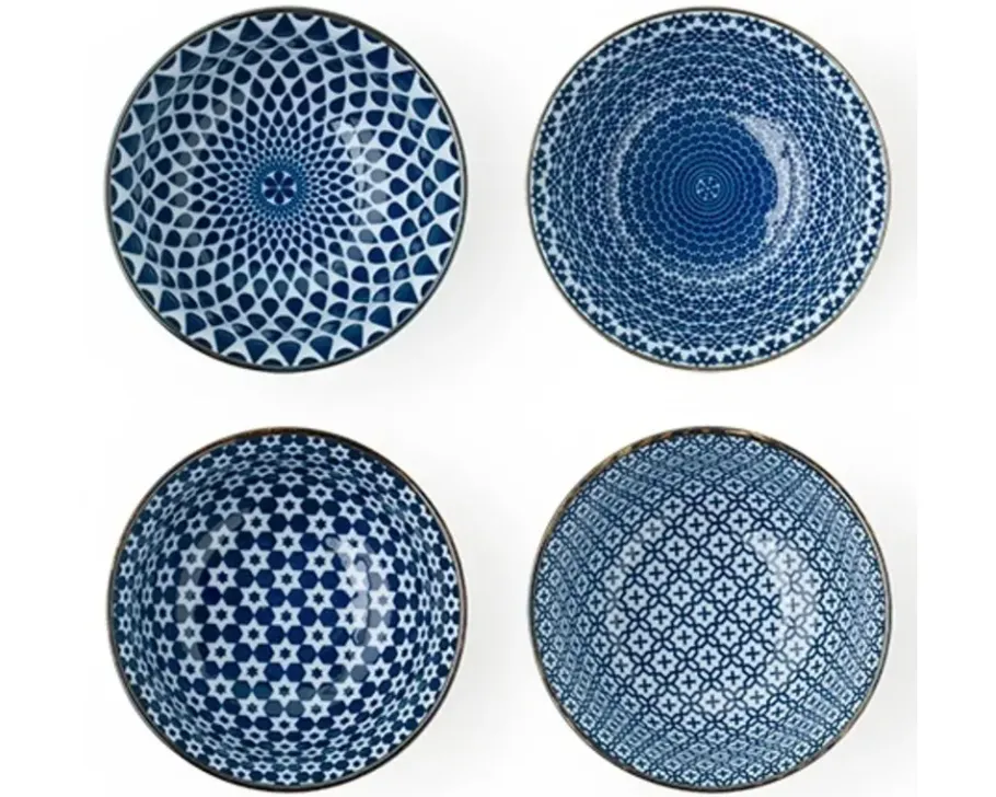 MIYA Company Blue & White 5" Bowl Set