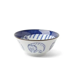 New MIYA Company Blue & White Cat 5-3/4" Bowl