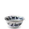 Hot MIYA Company Blue & White Cat Parade 5.75" Bowl