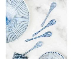 Hot MIYA Company Blue & White Dessert Spoon Set