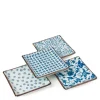 New MIYA Company Blue & White 5" Sq. Plate Set