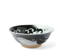 Hot MIYA Company Bowl Blue Whale Waves 8"