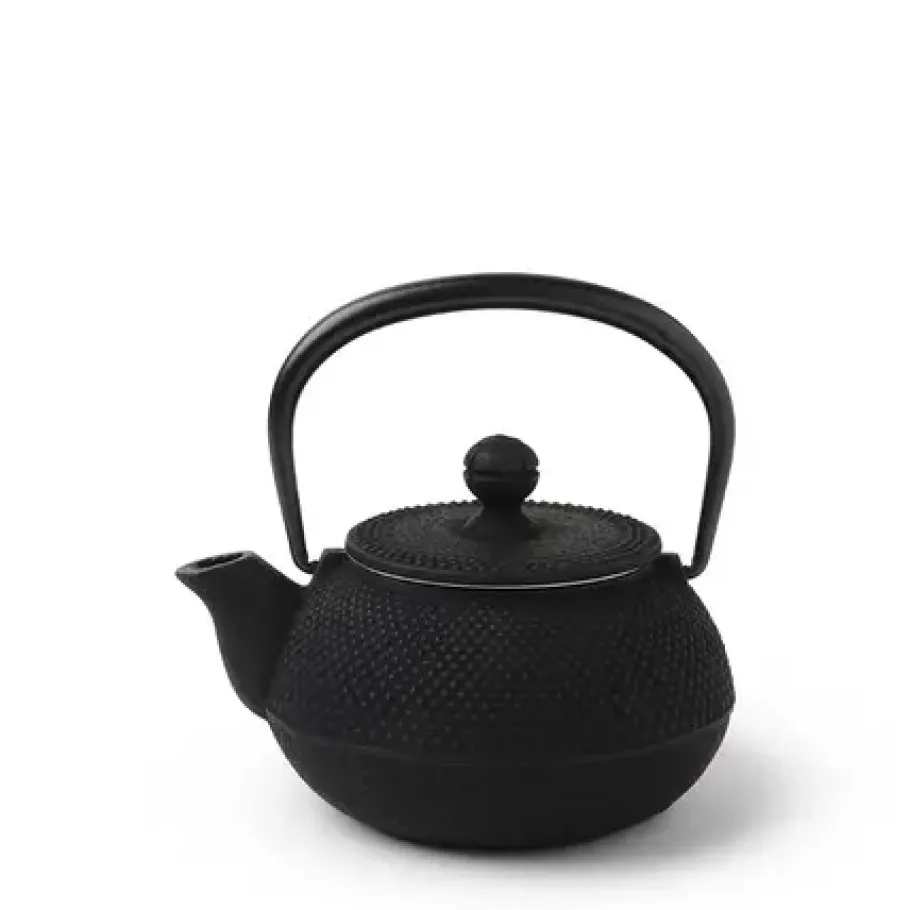 Hot MIYA Company Cast Iron Teapot Black Hobnail 0.325L