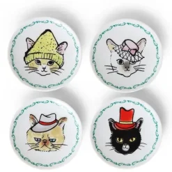 Clearance MIYA Company Cats In Hats Mini Plate Set
