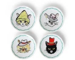 Clearance MIYA Company Cats In Hats Mini Plate Set