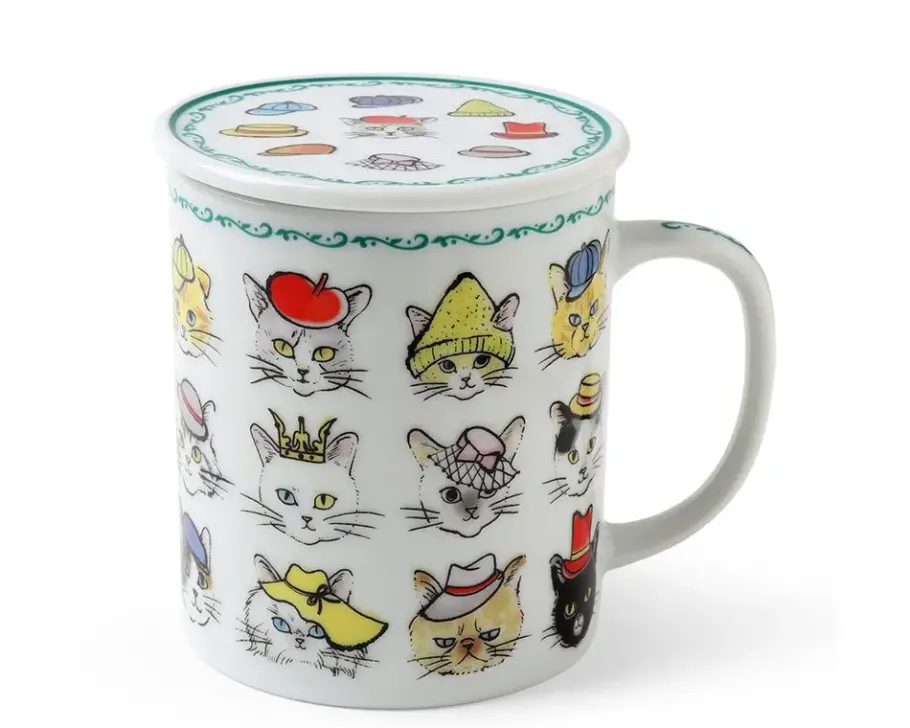 Hot MIYA Company Cats In Hats Mug With Lid