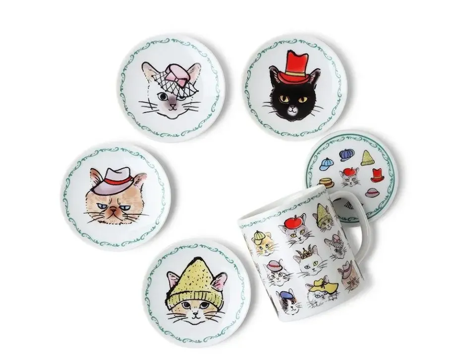 Hot MIYA Company Cats In Hats Mug With Lid