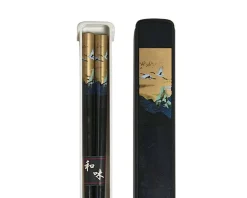 MIYA Company Cranes Chopsticks With Case - Black