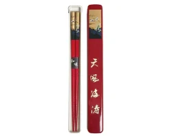 Clearance MIYA Company Cranes Chopsticks With Case - Red