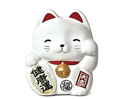 New MIYA Company Feng Shui Fortune Cat Bank - White