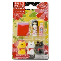 Best MIYA Company Iwako Kokeshi Fortune Cat Eraser Pack At Miya