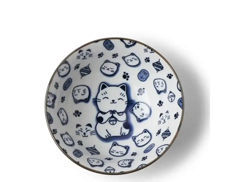 MIYA Company Maneki Neko Blue 5.75" Bowl