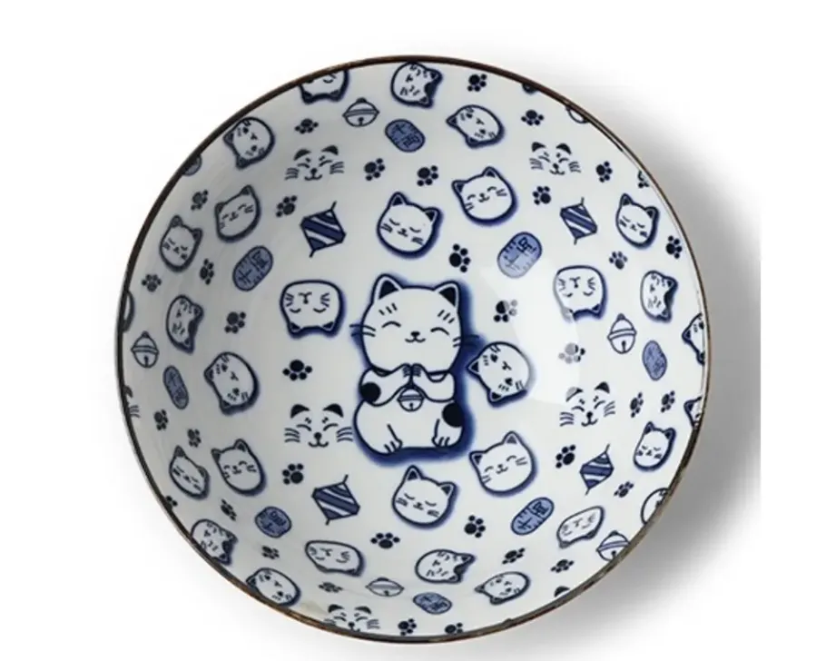 Sale MIYA Company Maneki Neko Blue 7.75" Bowl