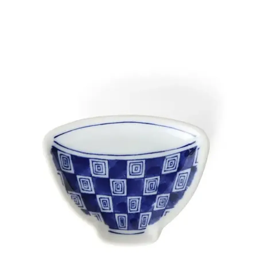 MIYA Company Mini Plate 3.75" Blue & White Teacup Check