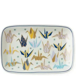 Outlet MIYA Company Origami Cranes 6.5" X 4.25" Plate - Blue