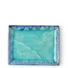 Online MIYA Company Plate Rectangle Turquoise Crackle Leaf/Pond