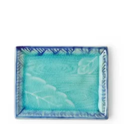 Online MIYA Company Plate Rectangle Turquoise Crackle Leaf/Pond