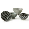 Online MIYA Company Retro Black & White 4.5" Rice Bowl Set