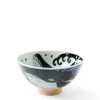 New MIYA Company Rice Bowl Blue Whale Waves 5"