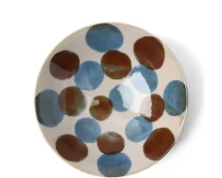 New MIYA Company Rustic Blue & Brown 9.75" Serving Bowl
