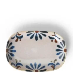 Clearance MIYA Company Rustic Blue Floral Rectangle Plate
