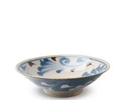 New MIYA Company Rustic Blue Vines 9.75" Serving Bowl