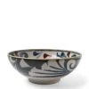 Sale MIYA Company Rustic Blue Vines 8.5" Shallow Bowl