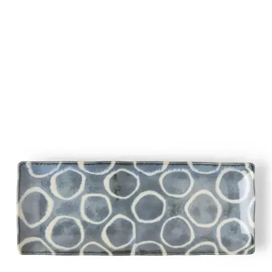 Best MIYA Company Rustic White Circles Rectangle Plate