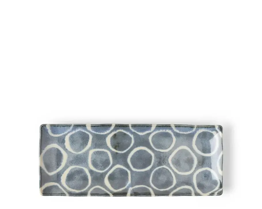 Best MIYA Company Rustic White Circles Rectangle Plate