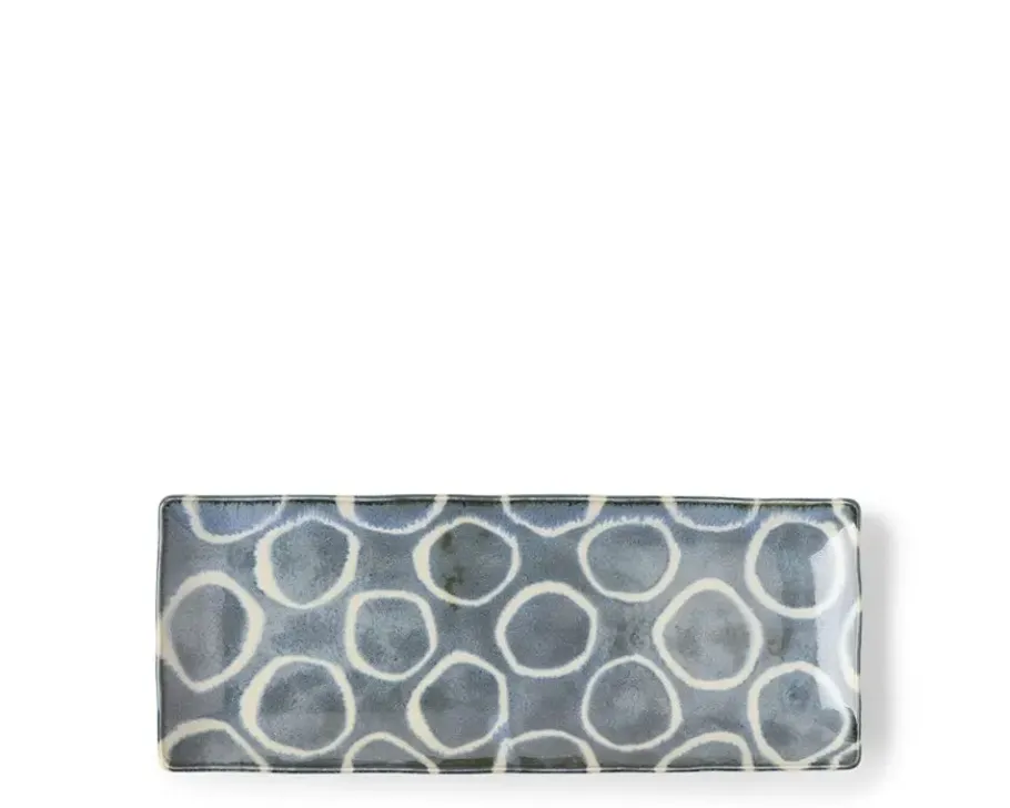 Best MIYA Company Rustic White Circles Rectangle Plate