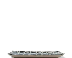 Best MIYA Company Rustic White Circles Rectangle Plate