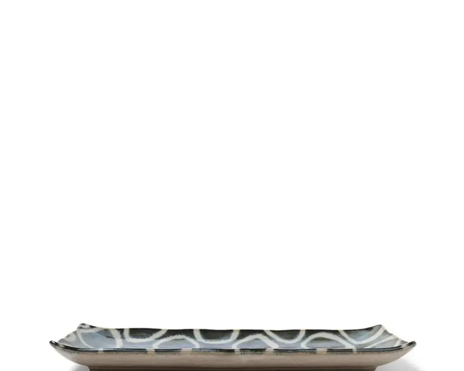 Best MIYA Company Rustic White Circles Rectangle Plate