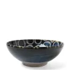 Hot MIYA Company Rustic White Circles 8.5" Shallow Bowl