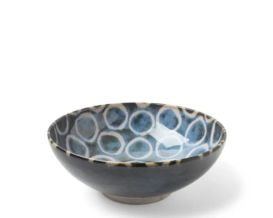 Hot MIYA Company Rustic White Circles 8.5" Shallow Bowl