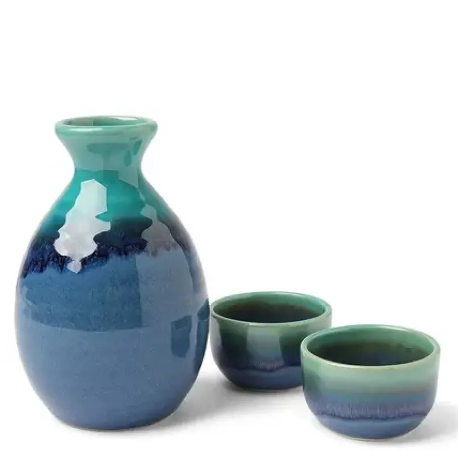 Discount MIYA Company Sake Set Jade Ocean Blue