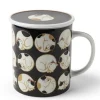 Outlet MIYA Company Sleepy Cat 8 Oz. Lidded Mug - Black